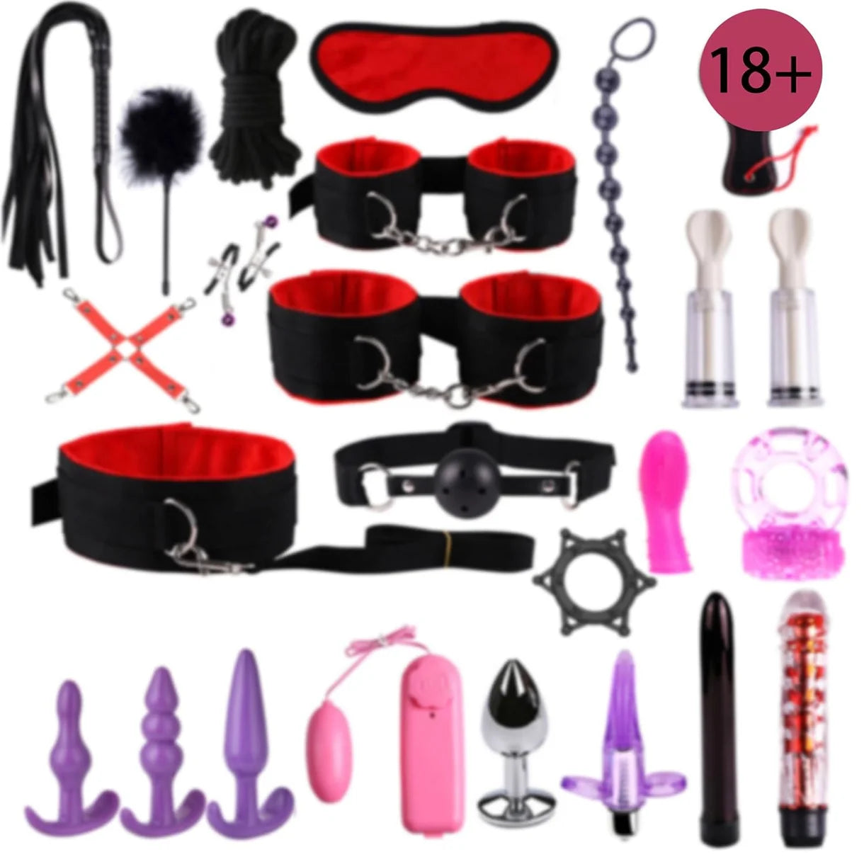 25-Piece Red Restraint & Role-Play Kit – Soft S-HANDE