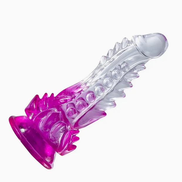 Dragon Shaped Purple and Transparent Large Dildo 22.86 cm
