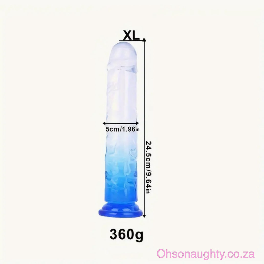 Blue/Transparent Dual-Tone Crystal Dildo XL Oh So Naughty