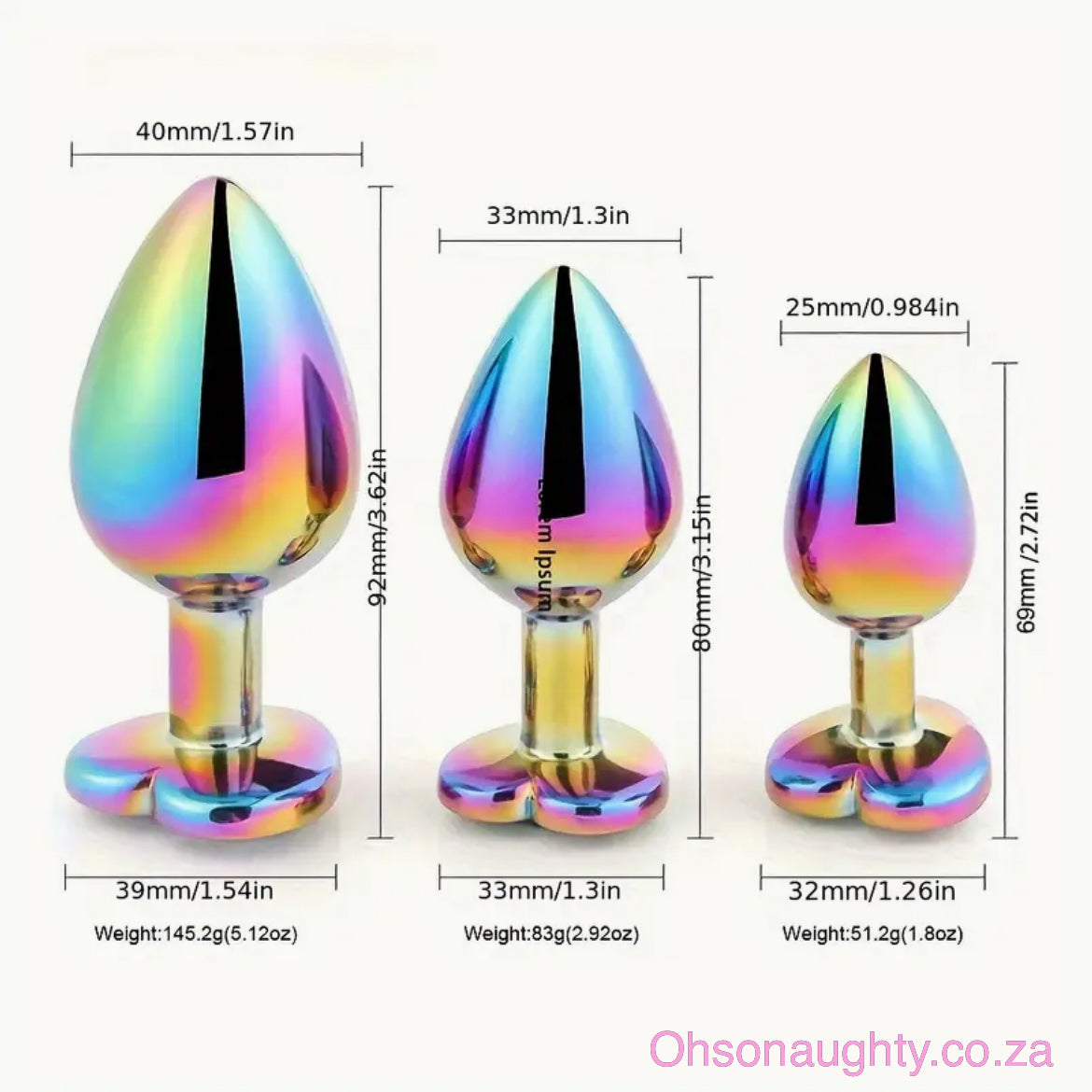 Heart Shaped Rainbow Steel Anal Plug with Red Stone Large Oh So Naughty