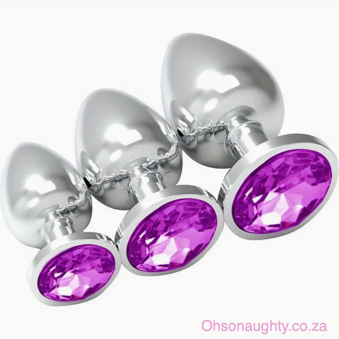 3pcs Stainless Steel Anal Trainer Set Purple Oh So Naughty
