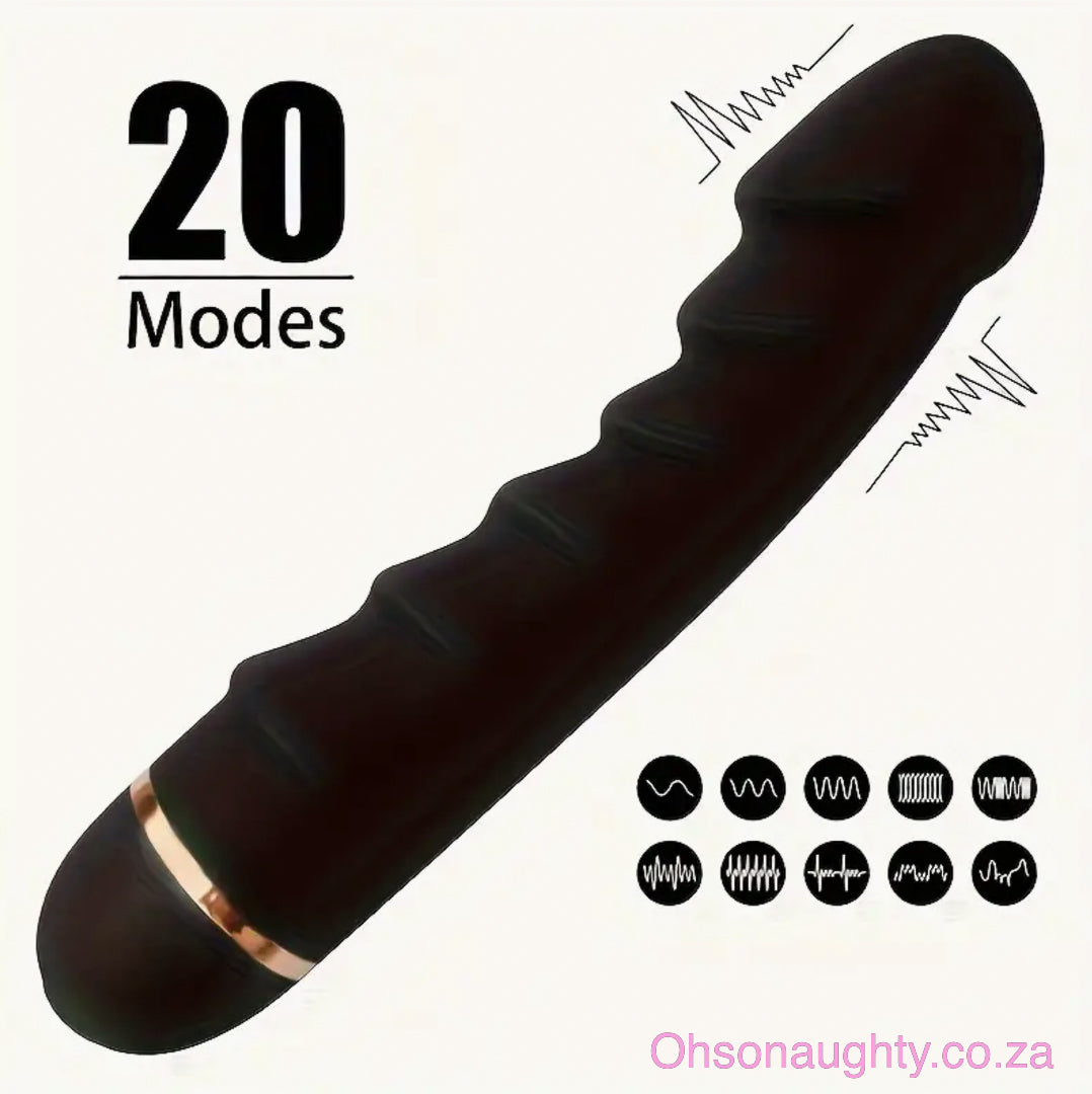 Powerful Silicone Dildo Vibrator with 20 Frequencies Black Oh So Naughty