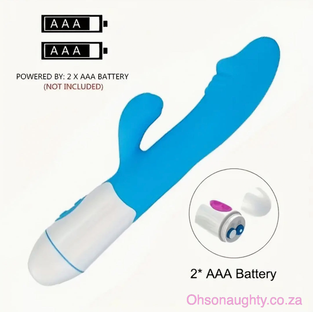 30 speed G Spot Dildo Rabbit Vibrator, Used For Women's Dual Vibration Blue Battery operated Oh So Naughty