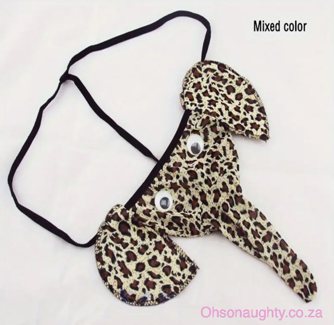 Men's Elephant Nose Shaped G-Strings Leopard Print Oh So Naughty