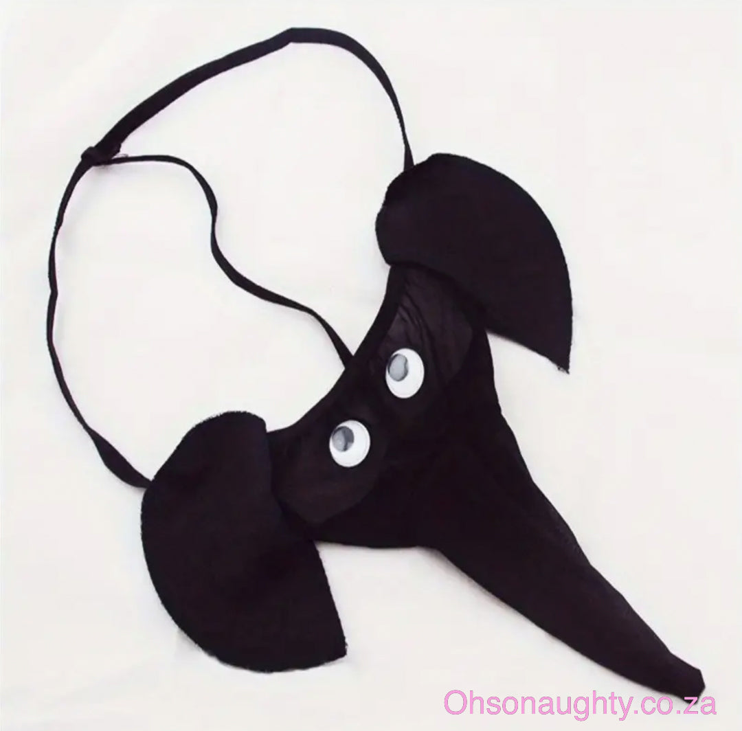 Men's Elephant Nose Shaped G-Strings Black Oh So Naughty