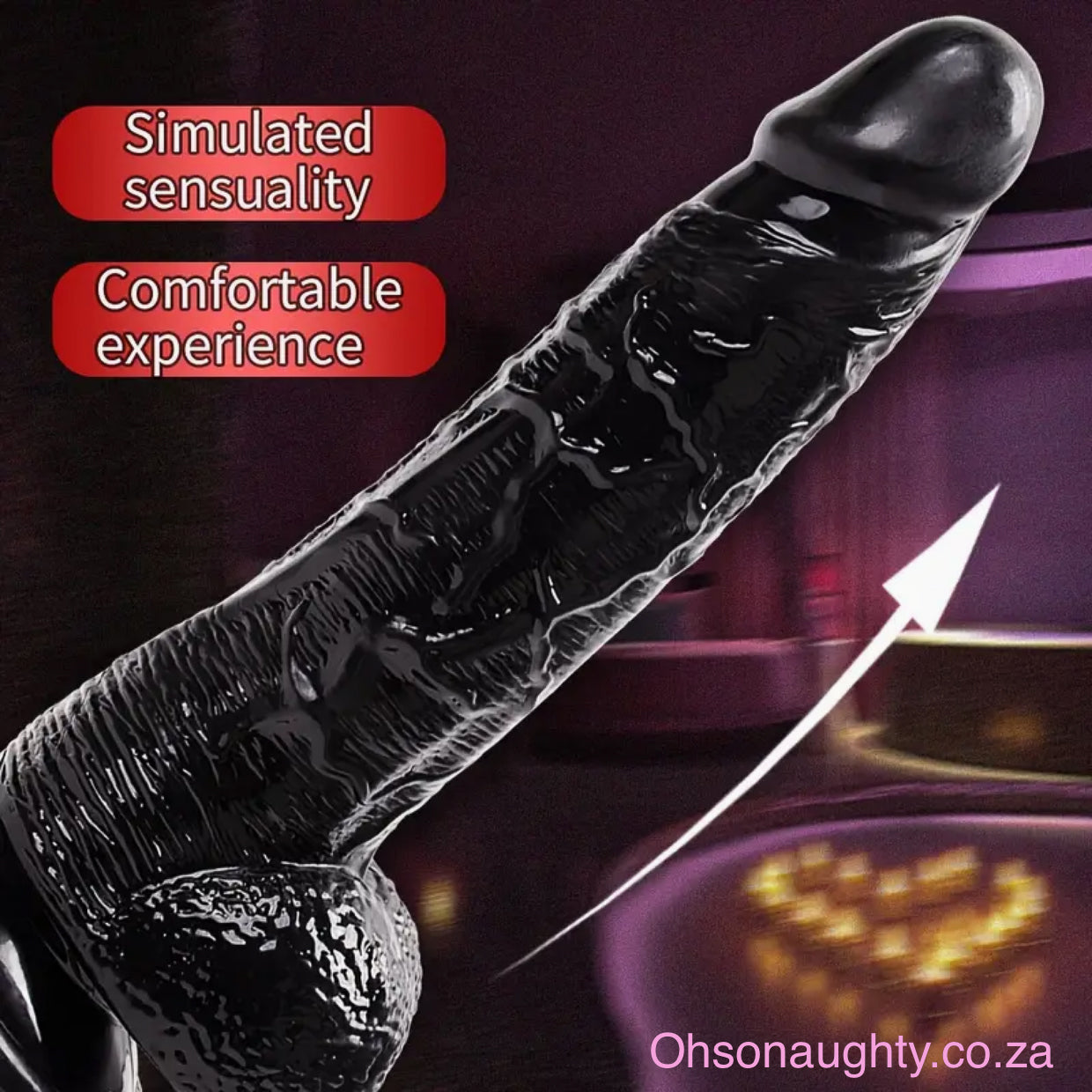 Black Deluxe Realistic Dildo for Female Pleasure - Silicone Adult Sex Toy with Suction Cup Oh So Naughty
