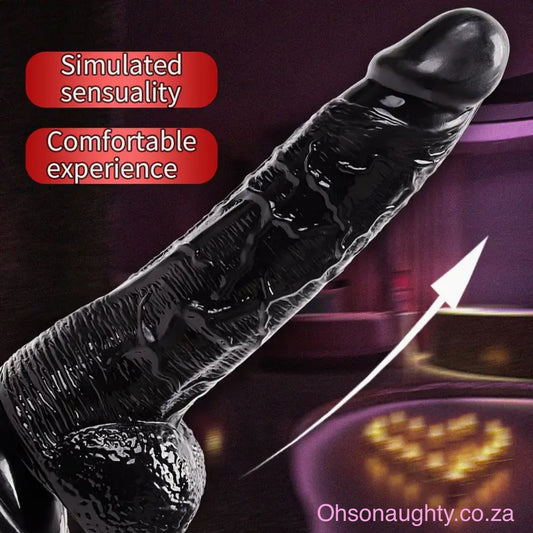 Black Deluxe Realistic Dildo for Female Pleasure - Silicone Adult Sex Toy with Suction Cup Oh So Naughty