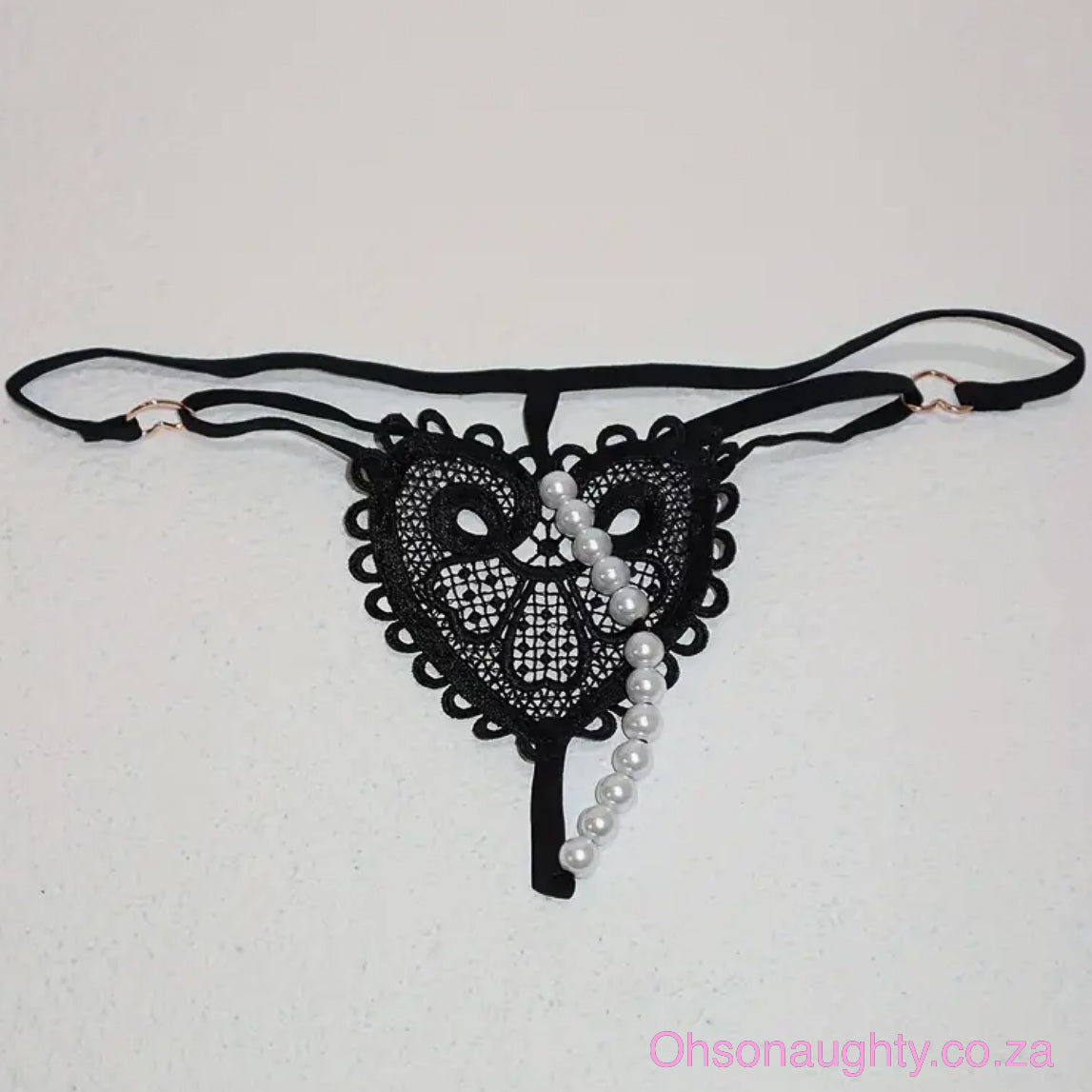 Heart Shape Hollow Out Pearl Embroider Low Waist Thong Oh So Naughty
