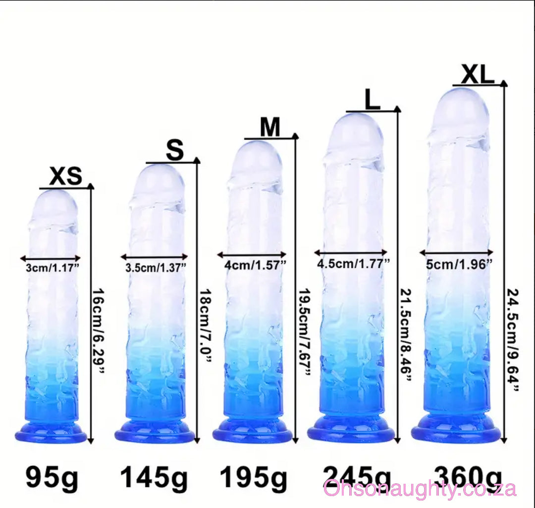Blue/Transparent Dual-Tone Crystal Dildo Oh So Naughty