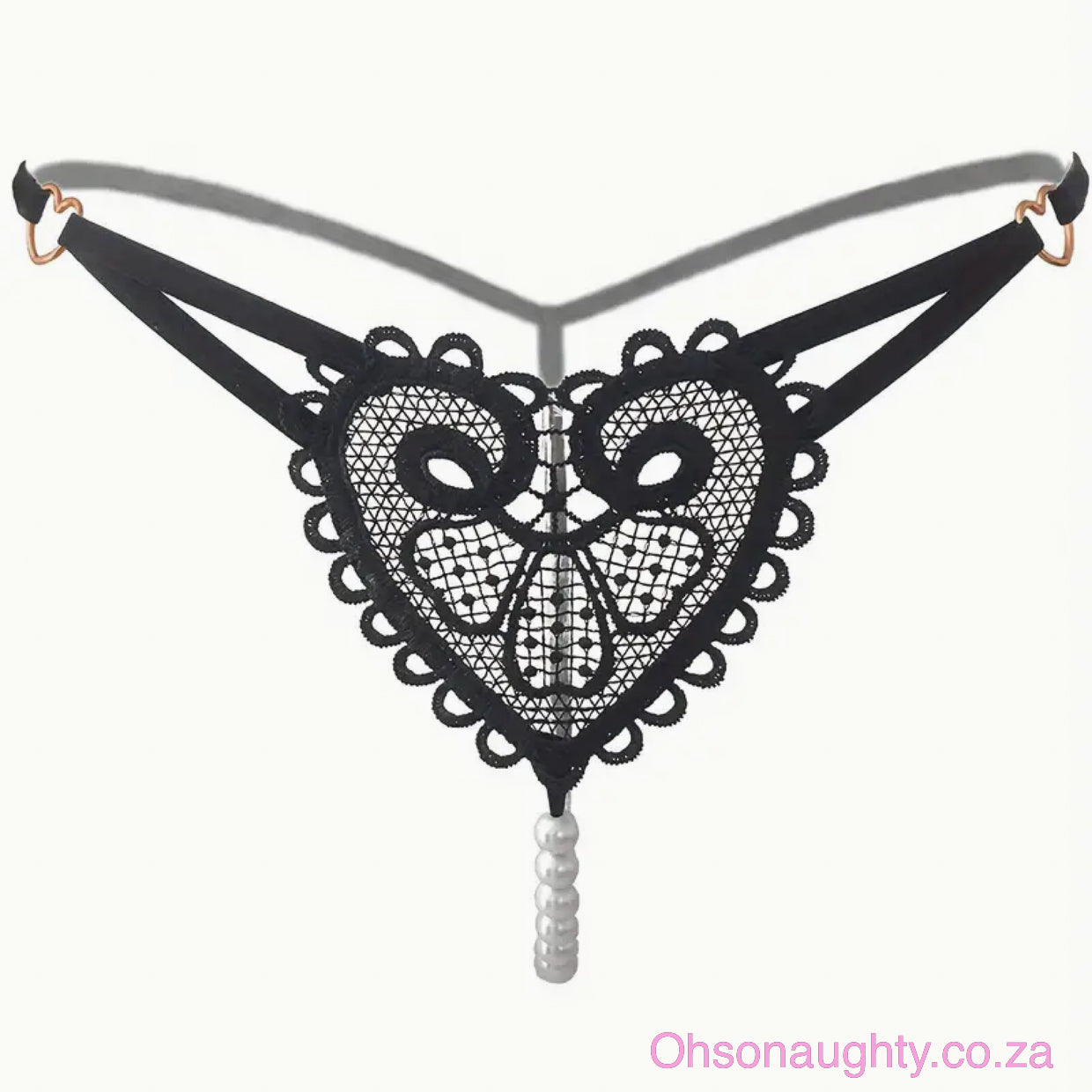 Heart Shape Hollow Out Pearl Embroider Low Waist Thong Oh So Naughty