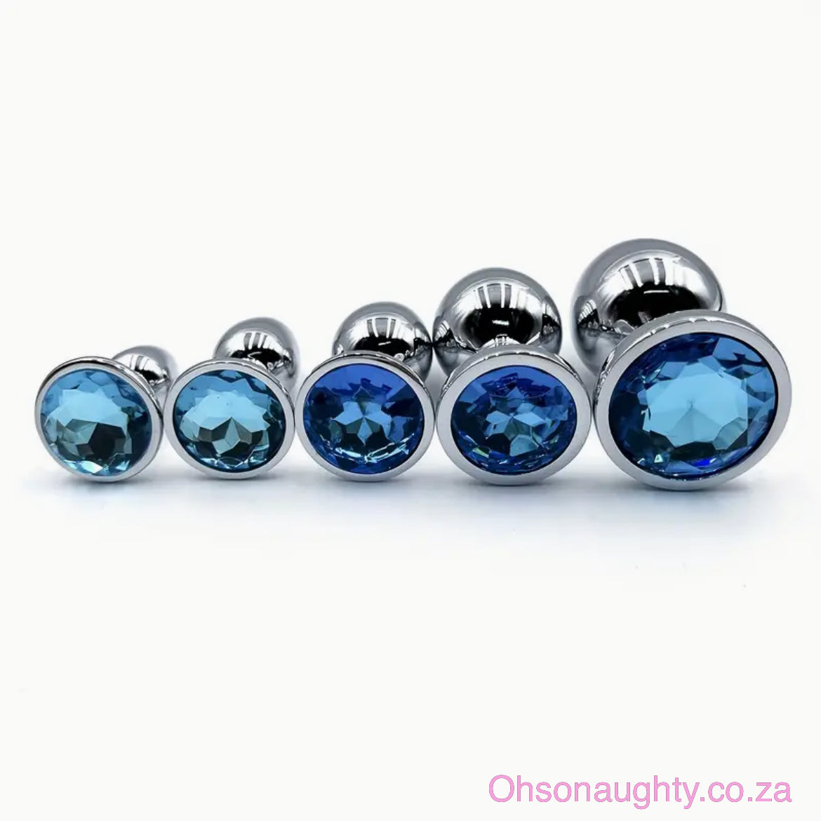 Steel Anal Plug with Blue Colour crystal - 5 sizes Oh So Naughty