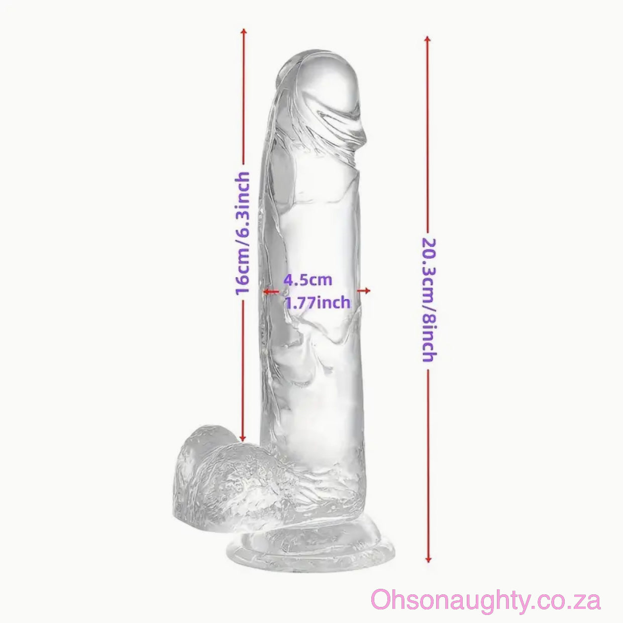 8-Inch Realistic Dildo with Suction Cup - light Beige only Oh So Naughty