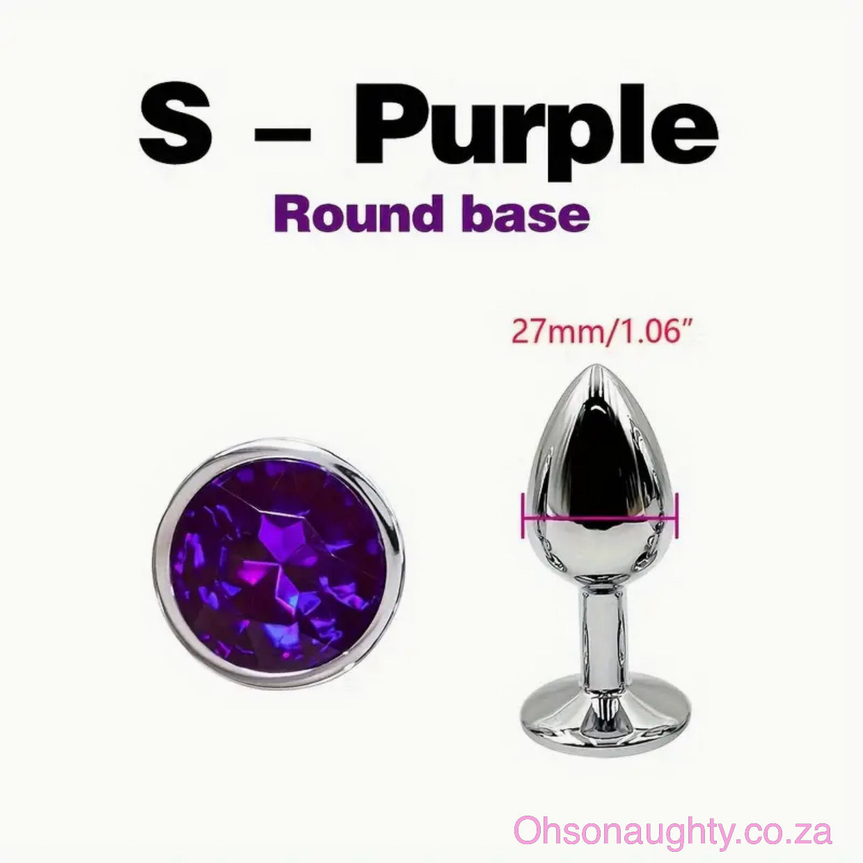 Steel Anal Plug with Purple Colour Gem Stone Small Oh So Naughty