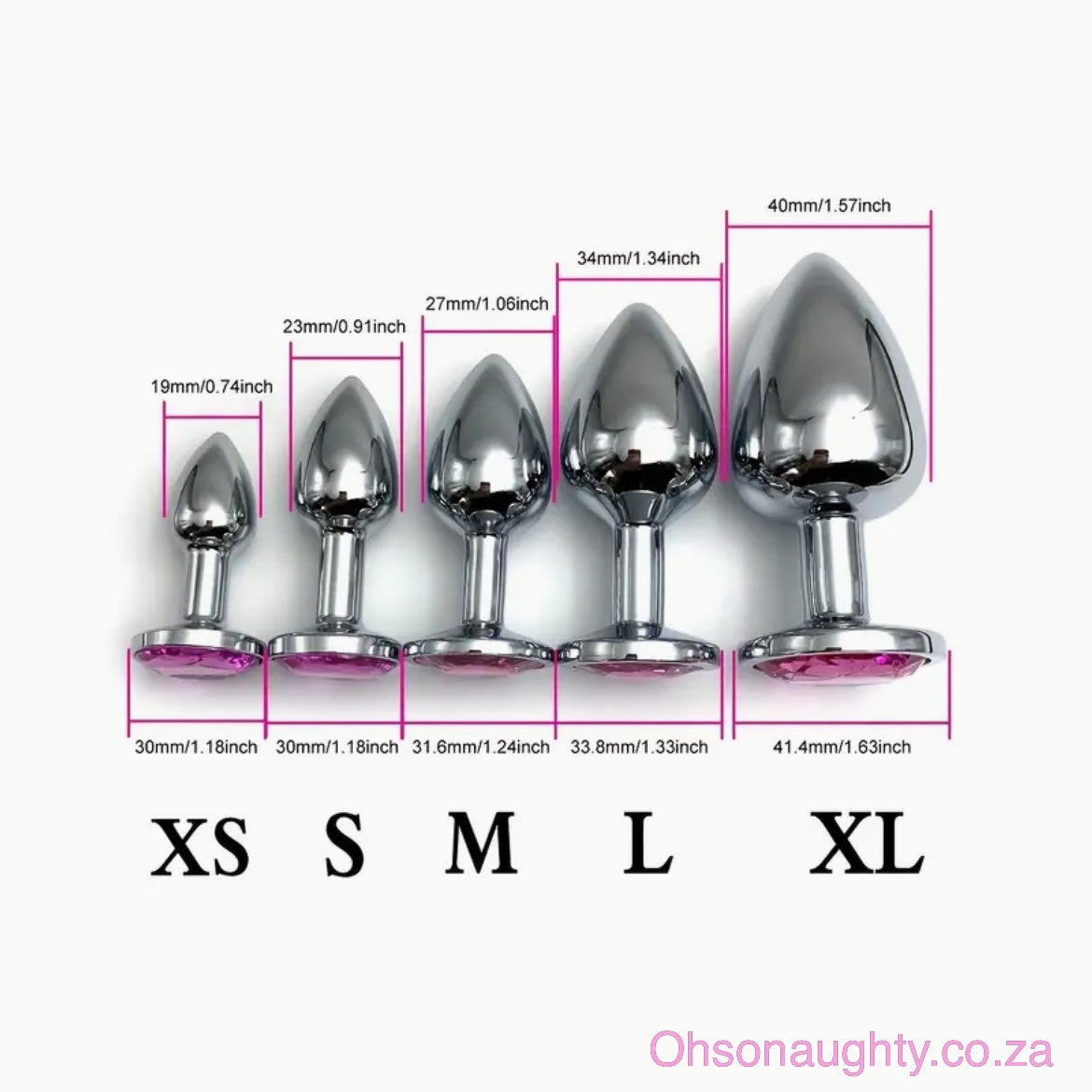 Steel Anal Plug with Pink Colour crystal Extra Large Oh So Naughty
