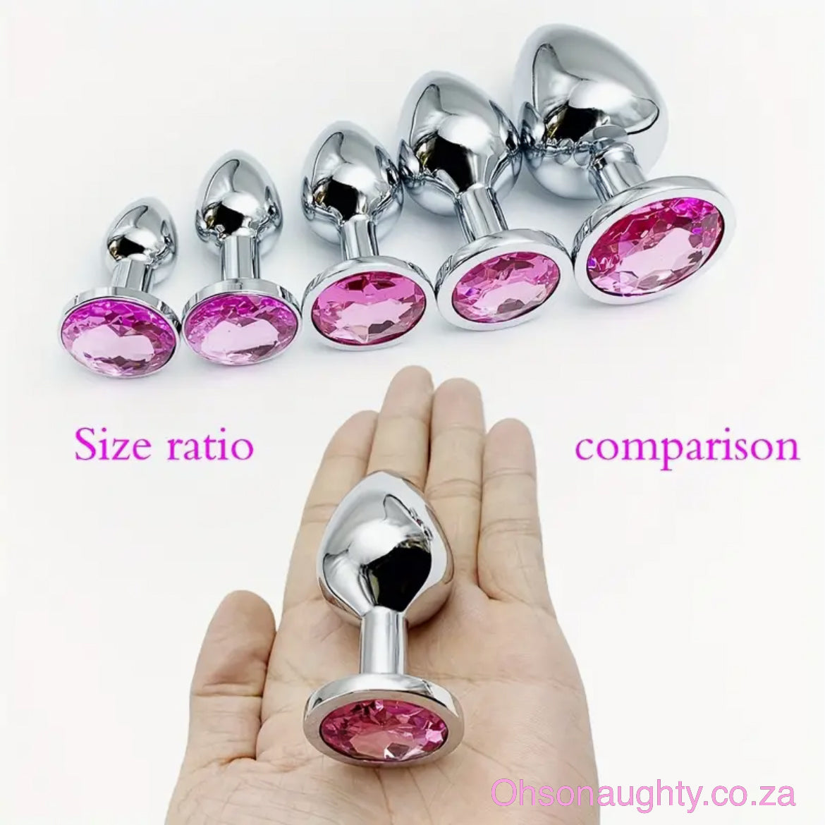 Steel Anal Plug with Pink Colour crystal Oh So Naughty