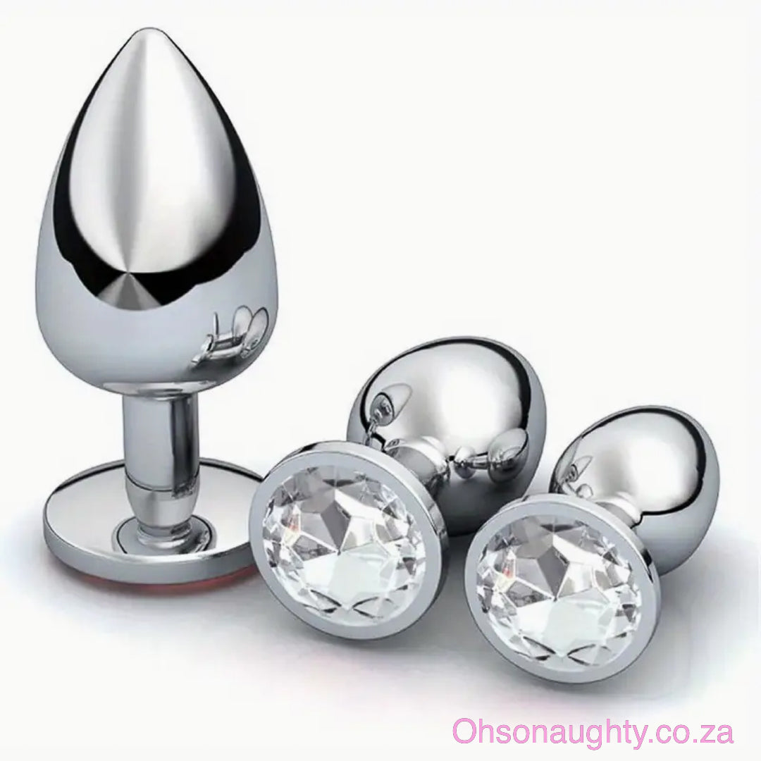 3pcs Stainless Steel Anal Trainer Set White Oh So Naughty