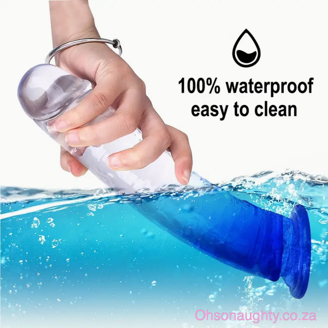 Blue/Transparent Dual-Tone Crystal Dildo Oh So Naughty