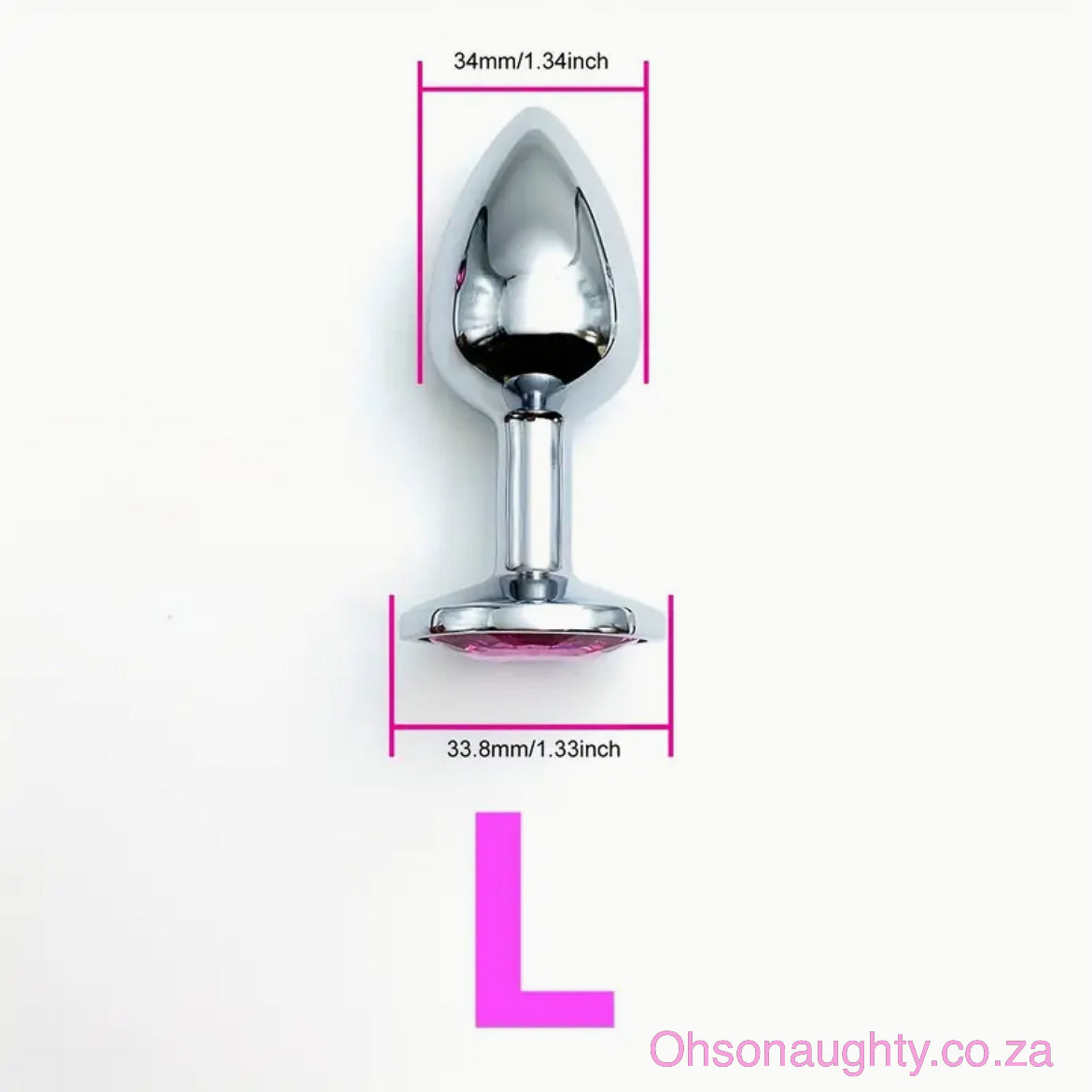 Steel Anal Plug with Pink Colour crystal Large Oh So Naughty