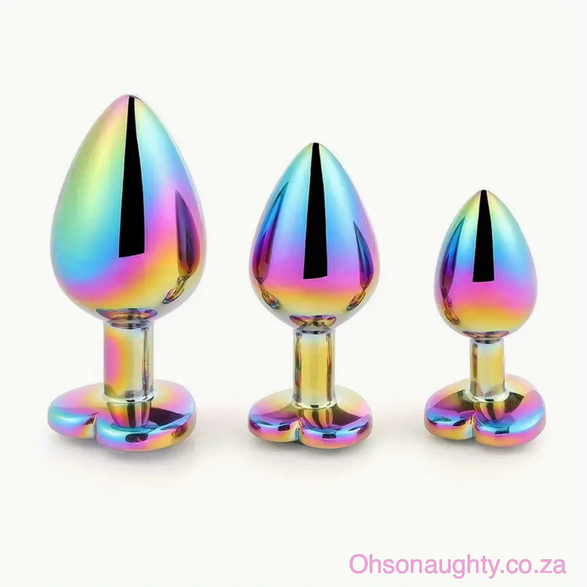 Heart Shaped Rainbow Steel Anal Plug with Red Stone Oh So Naughty