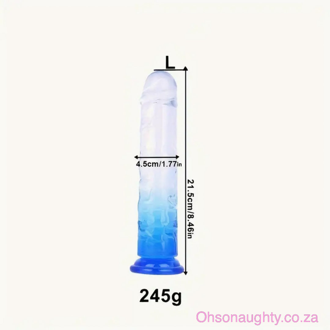Blue/Transparent Dual-Tone Crystal Dildo Large Oh So Naughty
