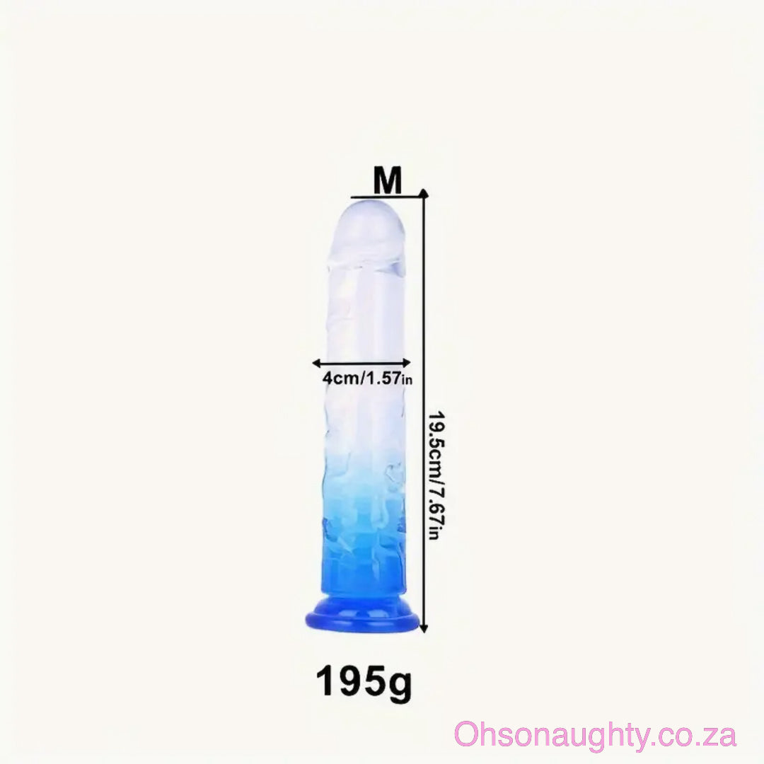 Blue/Transparent Dual-Tone Crystal Dildo Medium Oh So Naughty