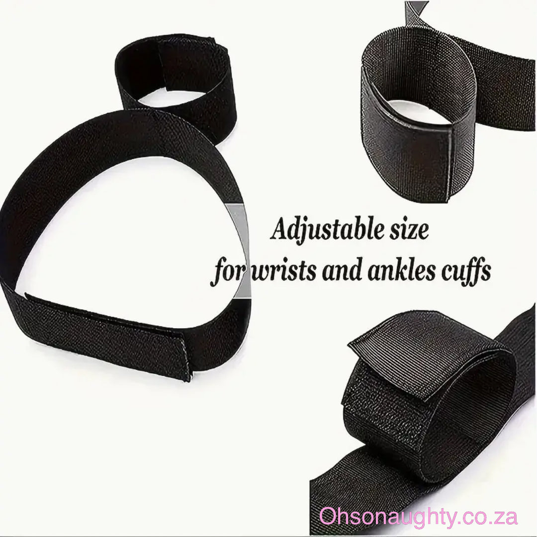 Adjustable Black Wrist and Ankle Cuffs Oh So Naughty