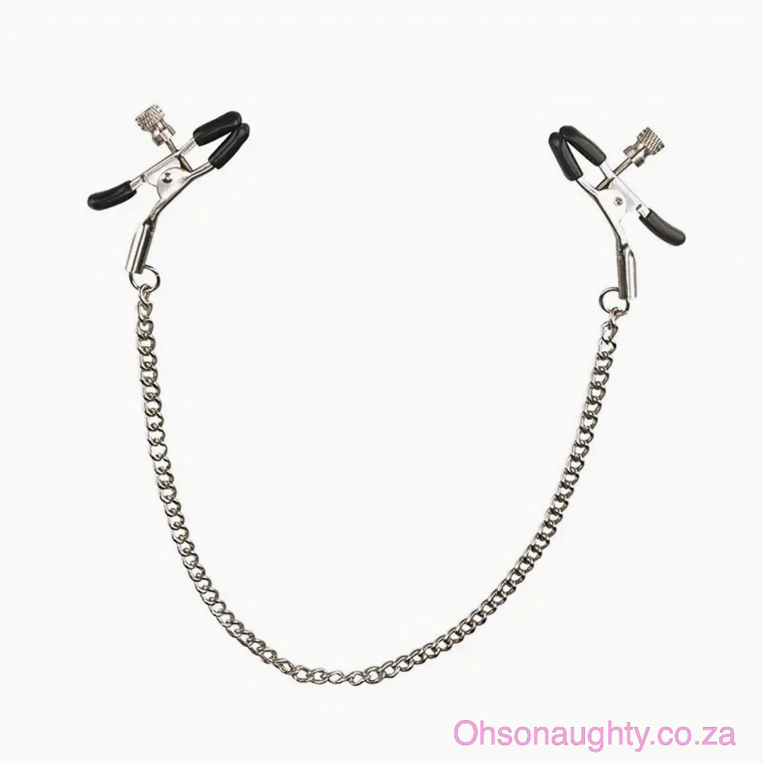Nipple Clamps With Chain Black Oh So Naughty