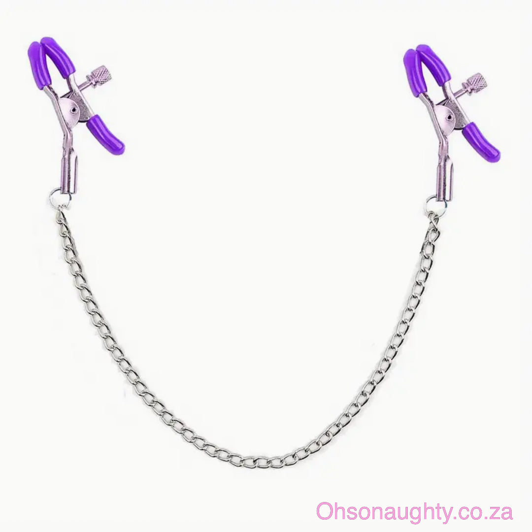 Nipple Clamps With Chain Purple Oh So Naughty