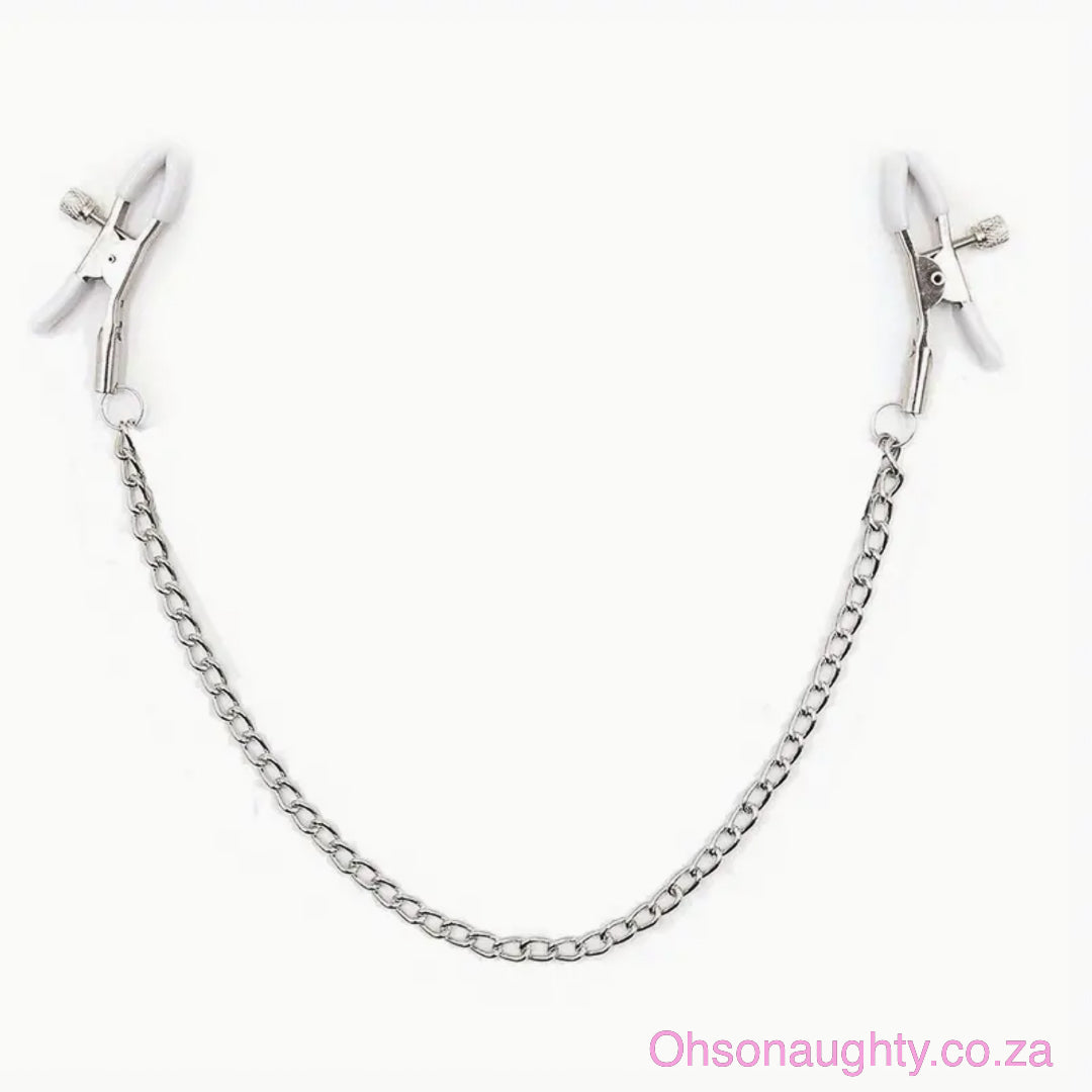 Nipple Clamps With Chain White Oh So Naughty