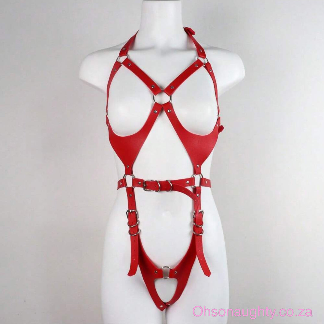 Red full body hollowed out harness Oh So Naughty