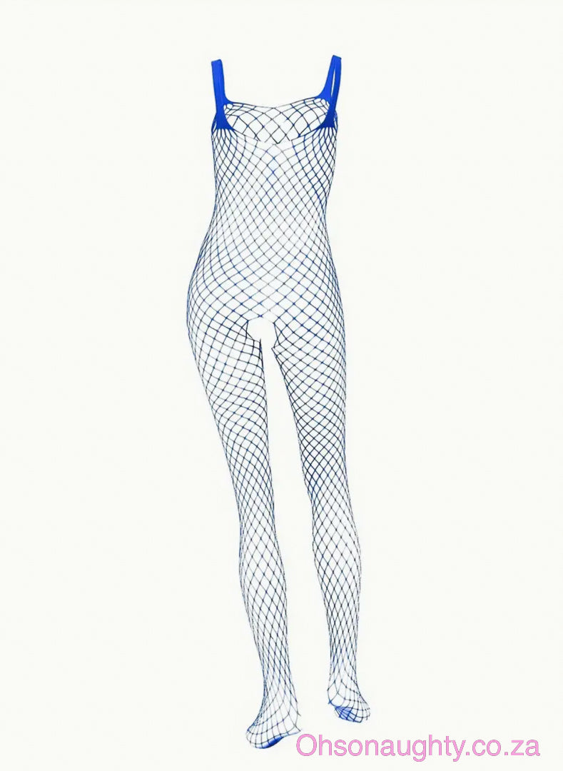 Sexy Mesh One-Piece Fishnet Lingerie Blue Oh So Naughty