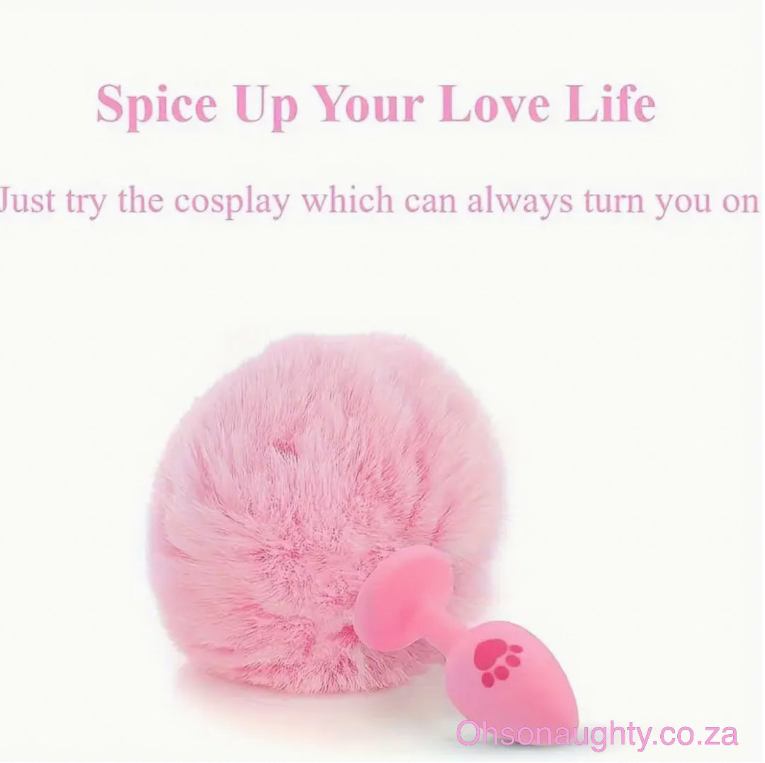 Pink Fluffy Tail Butt Plug Silicone Oh So Naughty