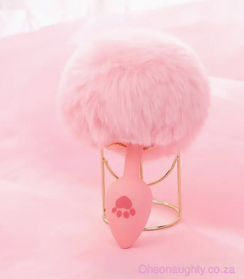 Pink Fluffy Tail Butt Plug Silicone Oh So Naughty