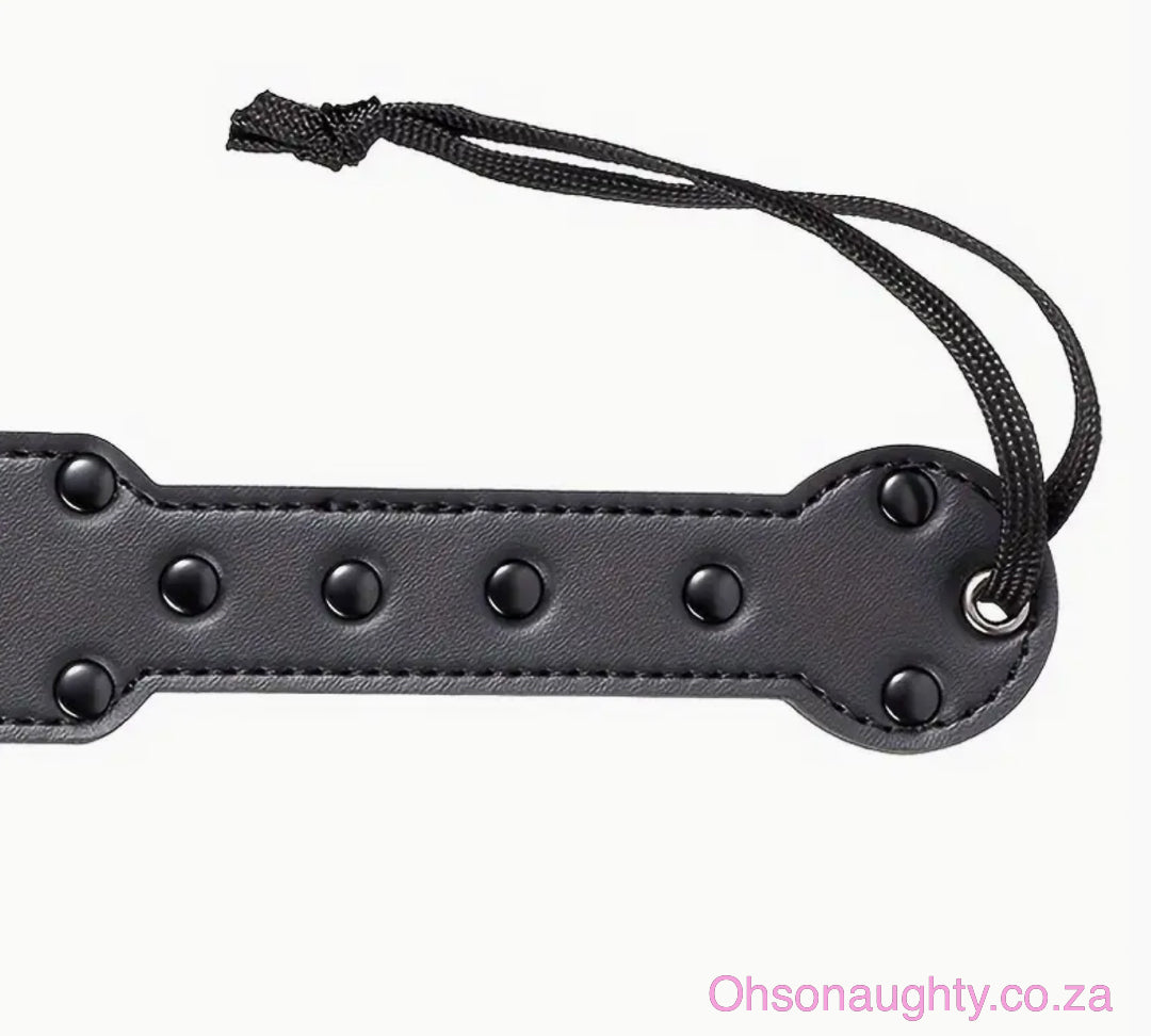 Durable Leather Spanking Paddle with Heart Accents and Wrist Strap Oh So Naughty