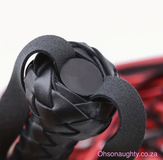 Luxurious Pu Leather Flogger - Seductive Black Red Design Oh So Naughty