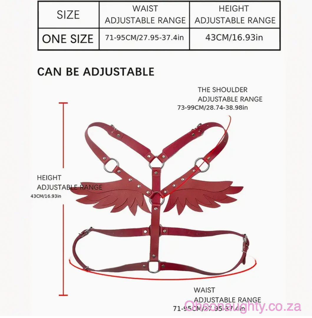 Fashion Gothic Style Angel Wings Women Red Faux Leather Suspender Belt Oh So Naughty