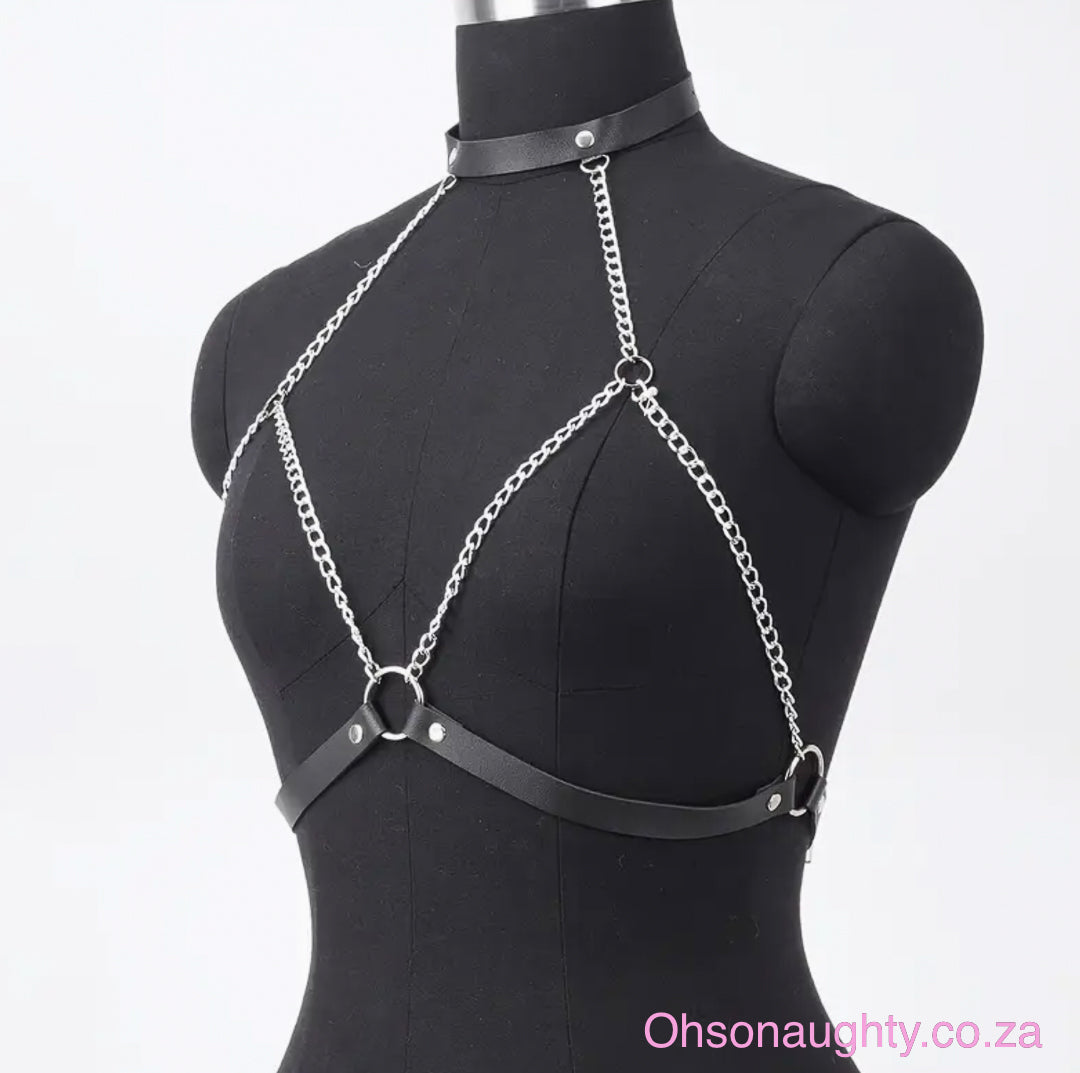 Sexy Strappy Bra Belt With Chain And Circle Design Oh So Naughty