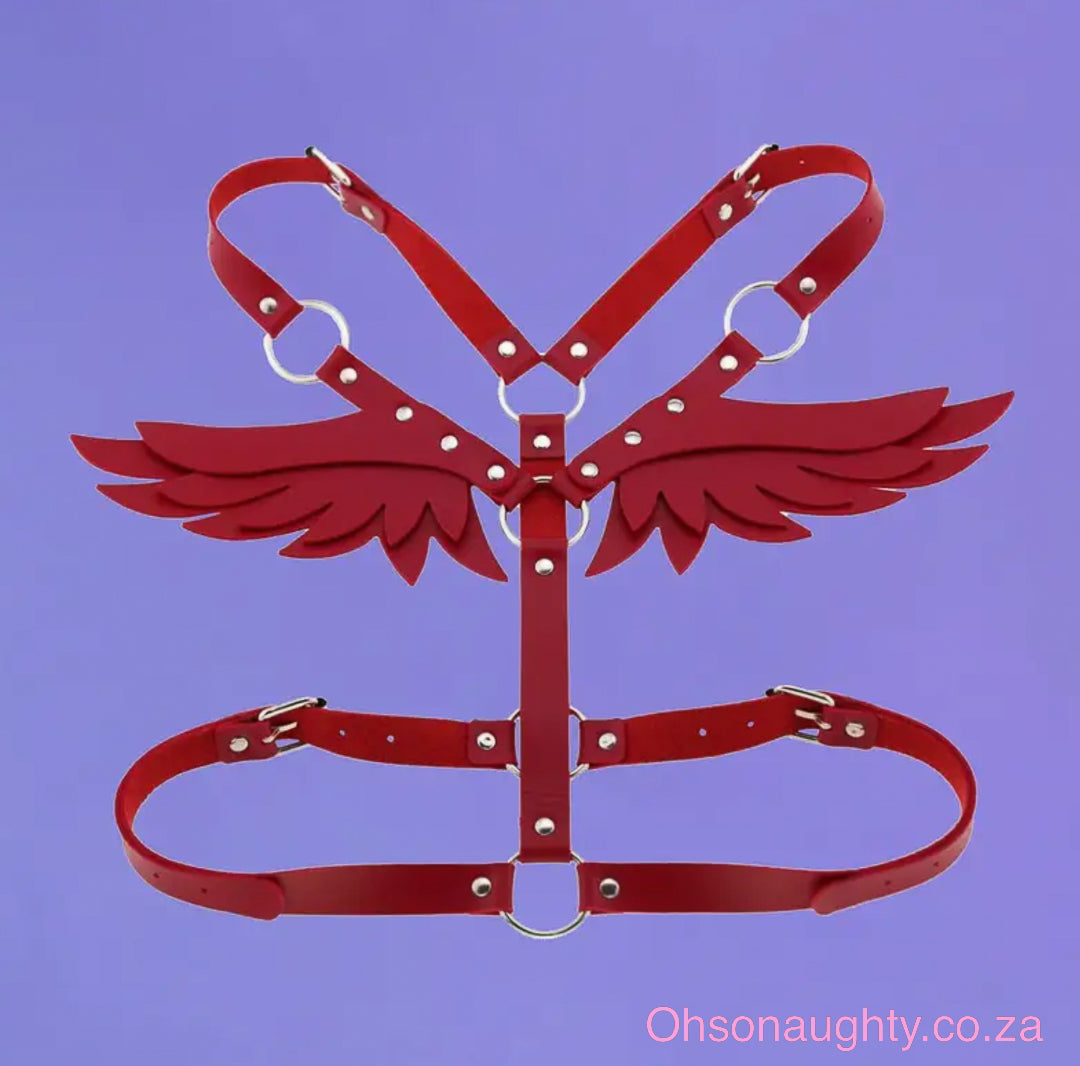 Sexy Punk Angel Wings Harness Belt RED Oh So Naughty