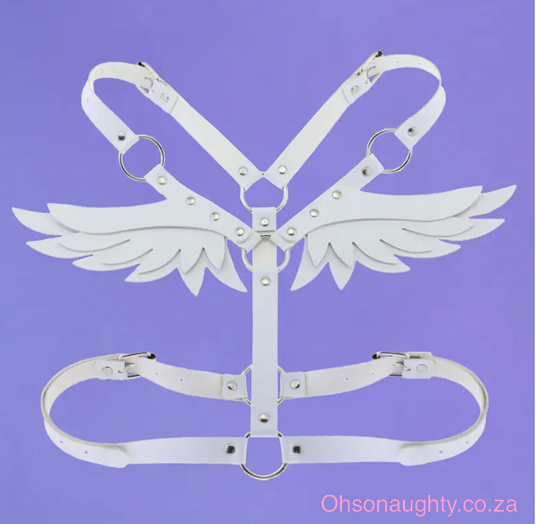 Sexy Punk Angel Wings Harness Belt WHITE Oh So Naughty
