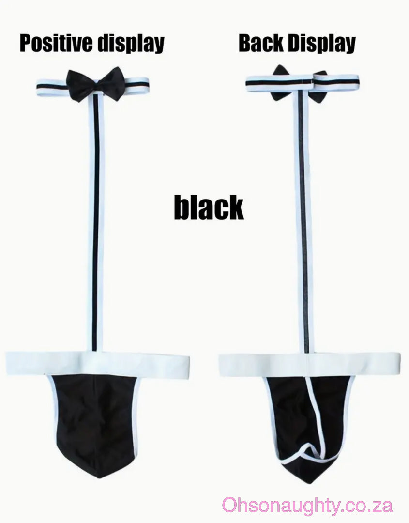 Jockstrap Lingerie with Hollow G-string Design Black and White Oh So Naughty