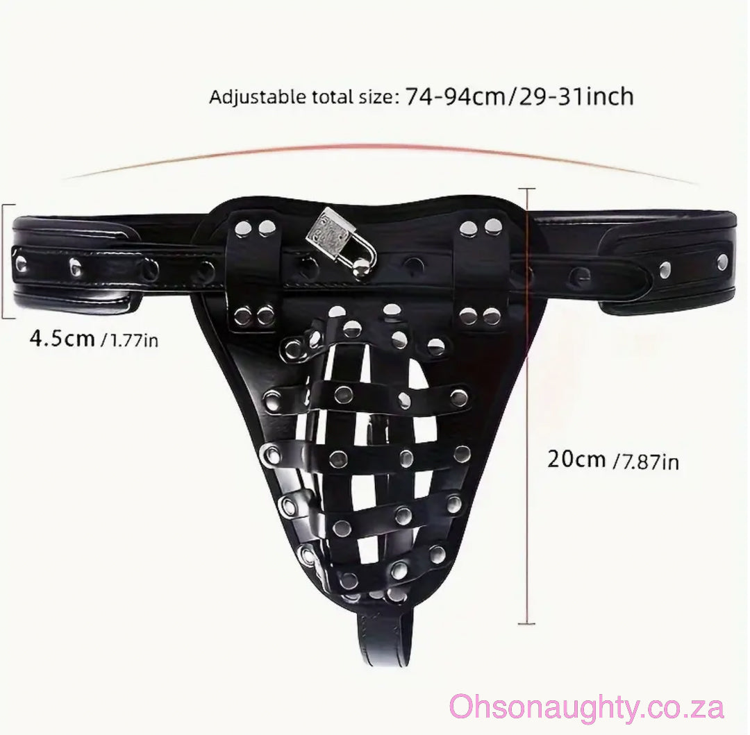 Men's SN Erotic Sex Toys Adjustable PU Leather Chastity Pants Oh So Naughty