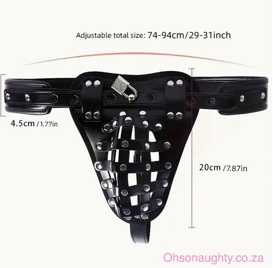 Men's SN Erotic Sex Toys Adjustable PU Leather Chastity Pants Oh So Naughty
