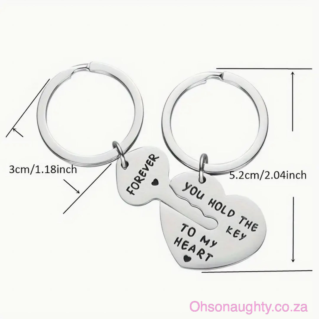 2pcs/set Stainless Steel Heart Lock & You Hold The Key To My Heart Keychain Oh So Naughty