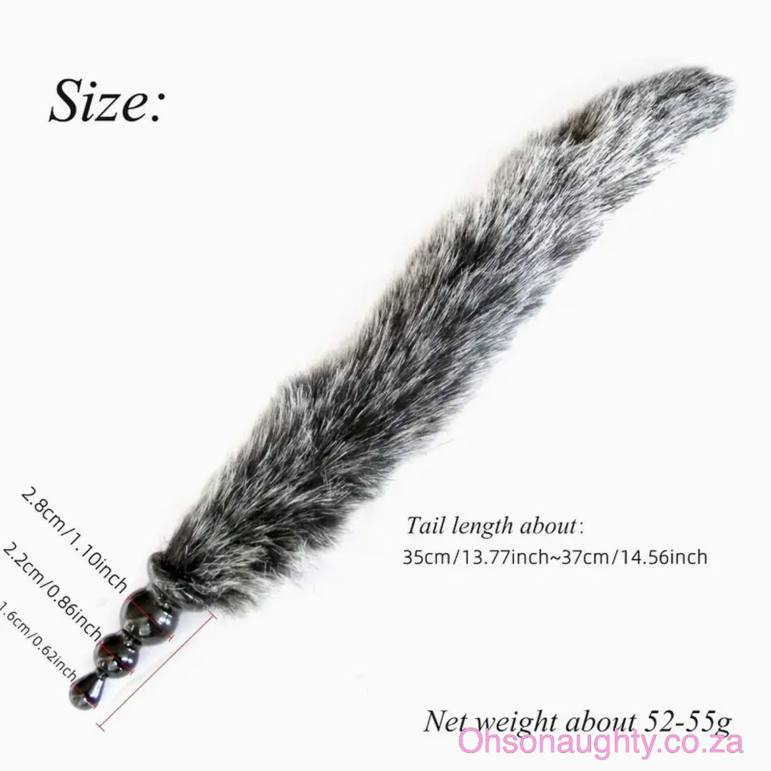 Faux Fur Tail Anal Plug - Grey Oh So Naughty