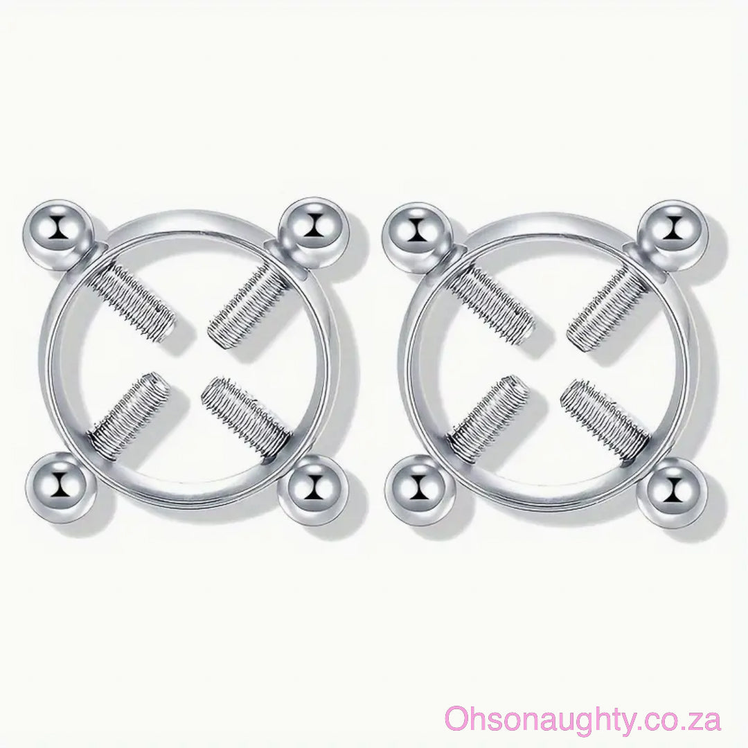 Set Of 2 Adjustable Pressure Nipple Clamps Silver Oh So Naughty