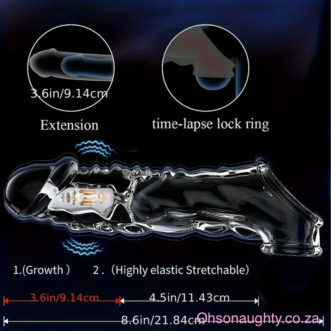 Large Reusable Sleeve with Vibrator Ring, 3.6 Inches (About 9 Cm) Oh So Naughty