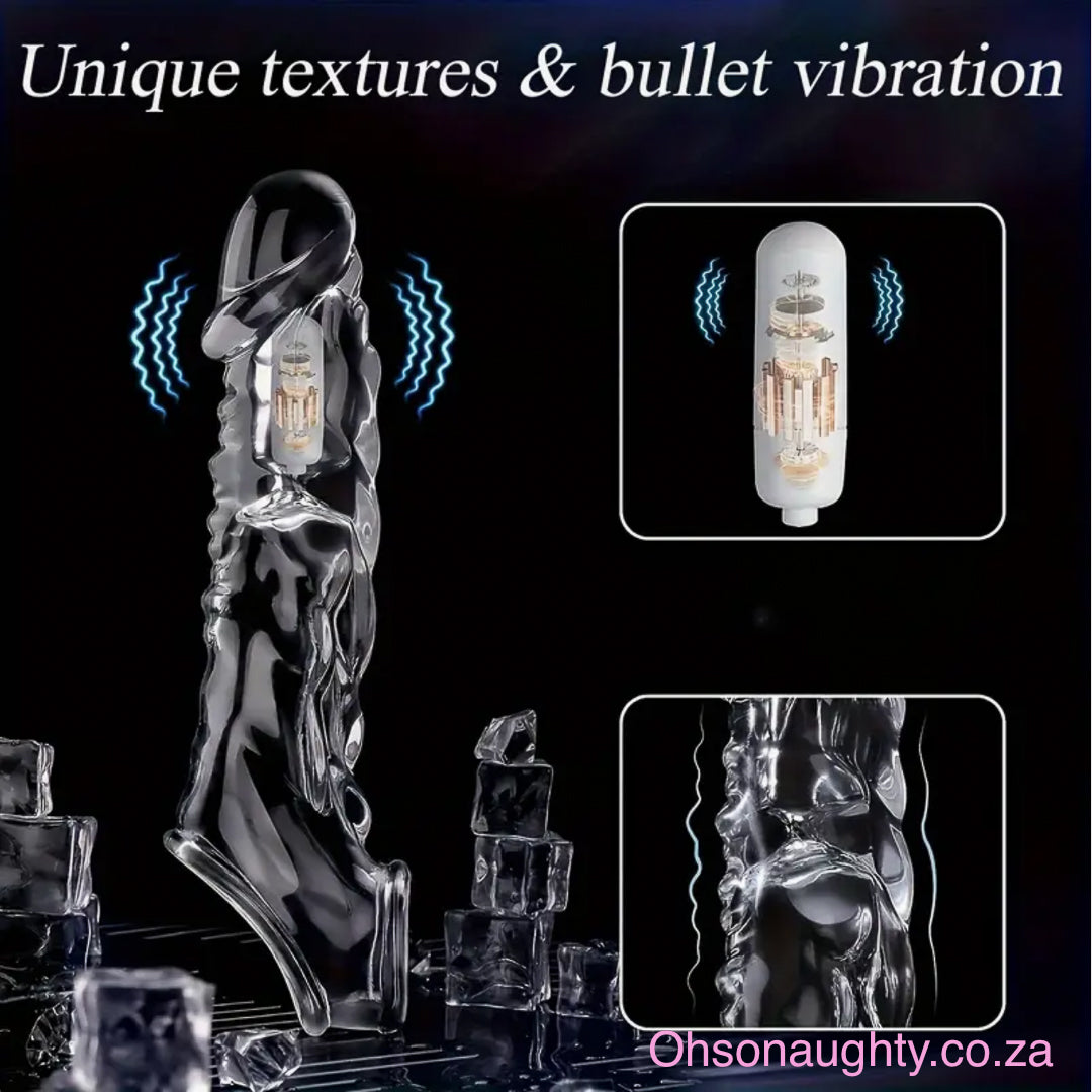 Large Reusable Sleeve with Vibrator Ring, 3.6 Inches (About 9 Cm) Oh So Naughty