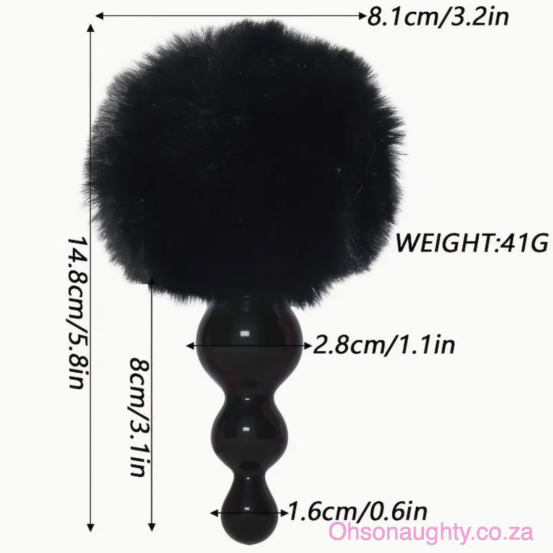 Rabbit Tail Fur Ball Black Oh So Naughty