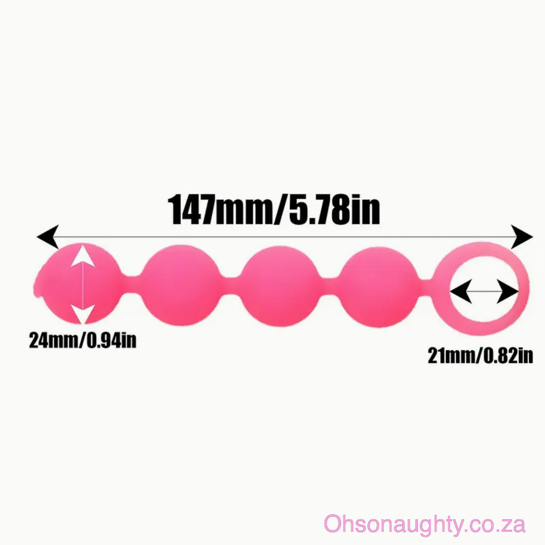 Silicone Anal Plug with Pull Beads Pink Oh So Naughty