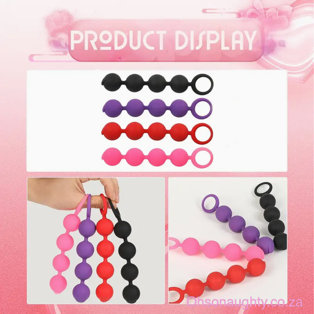 Silicone Anal Plug with Pull Beads Oh So Naughty